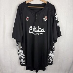 Ethika 2 Button Soccer Football Club Jersey Black White Floral Print Sz 4XL NWT